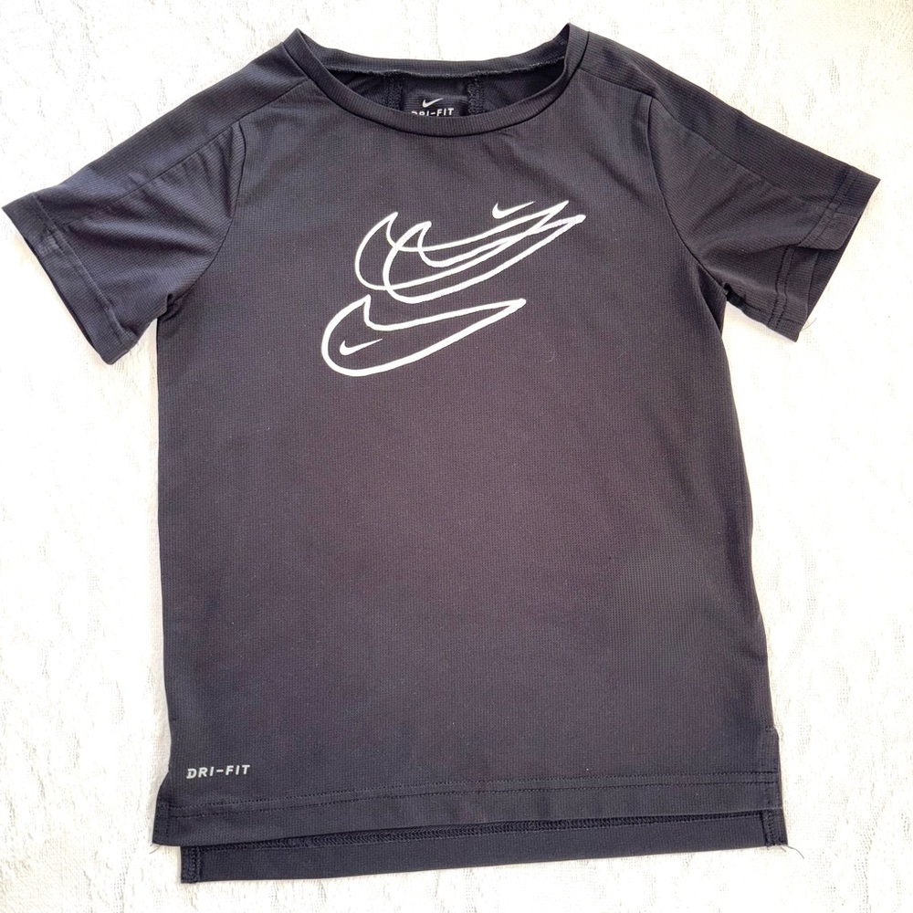 Nike Kids Black Tee with White Logo